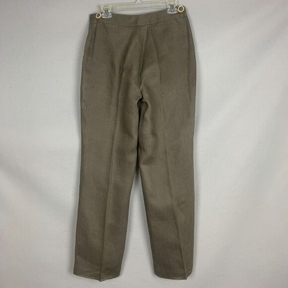 J. Jill 100% Linen Straight Leg Dress Pants Size 10T Taupe Neutral Staple Career - Picture 2 of 9
